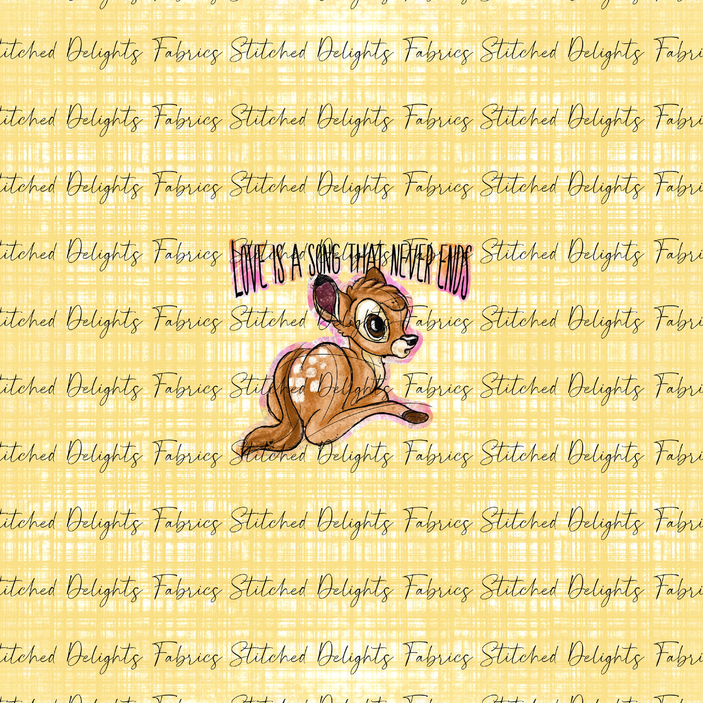 Forest Friends Bambi Yellow Linen Panel