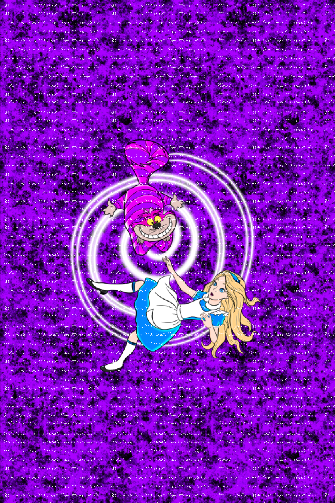 Down The Rabbit Hole Alice & Cat Purple Black Blanket Panels