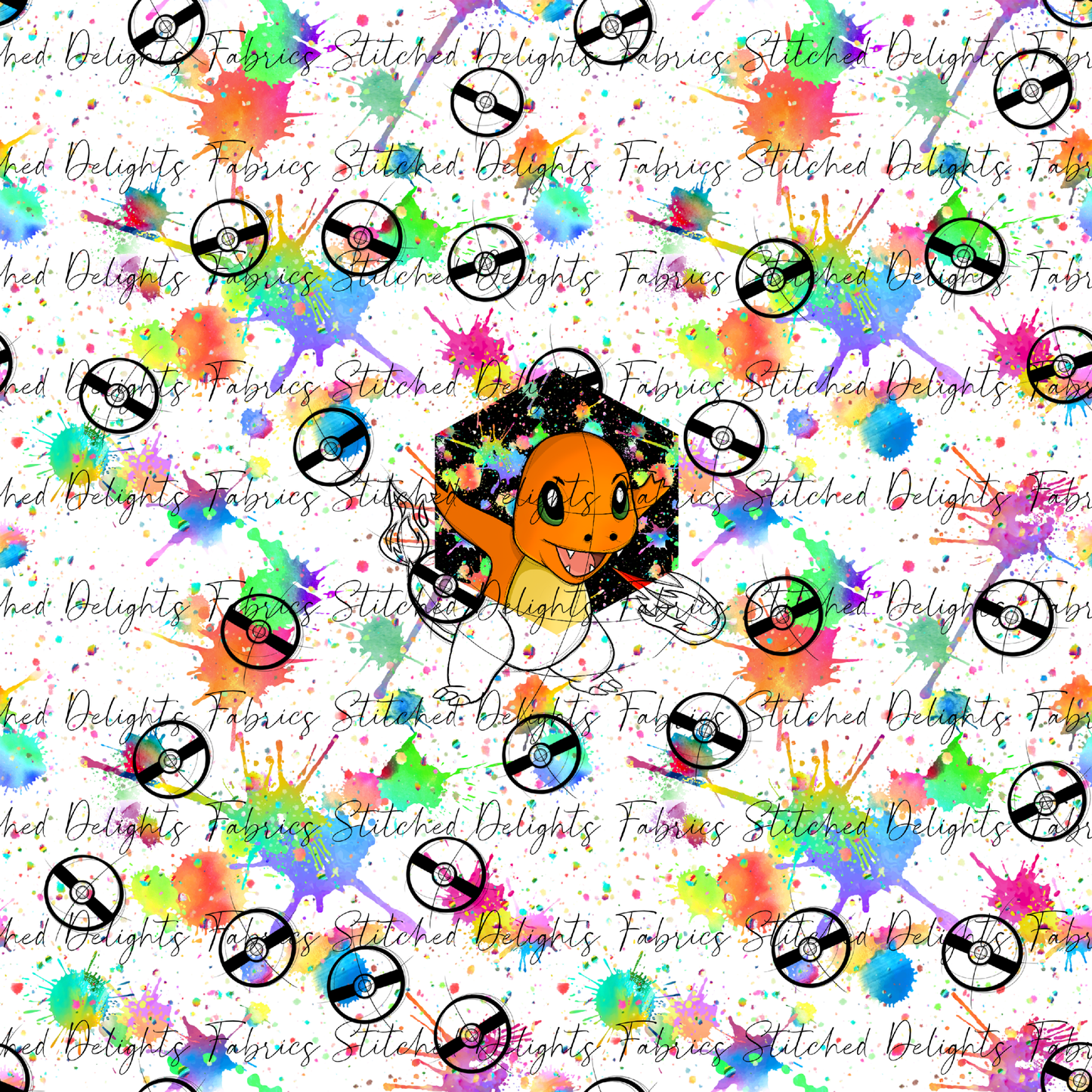 White Rainbow Splat Charmander Panel