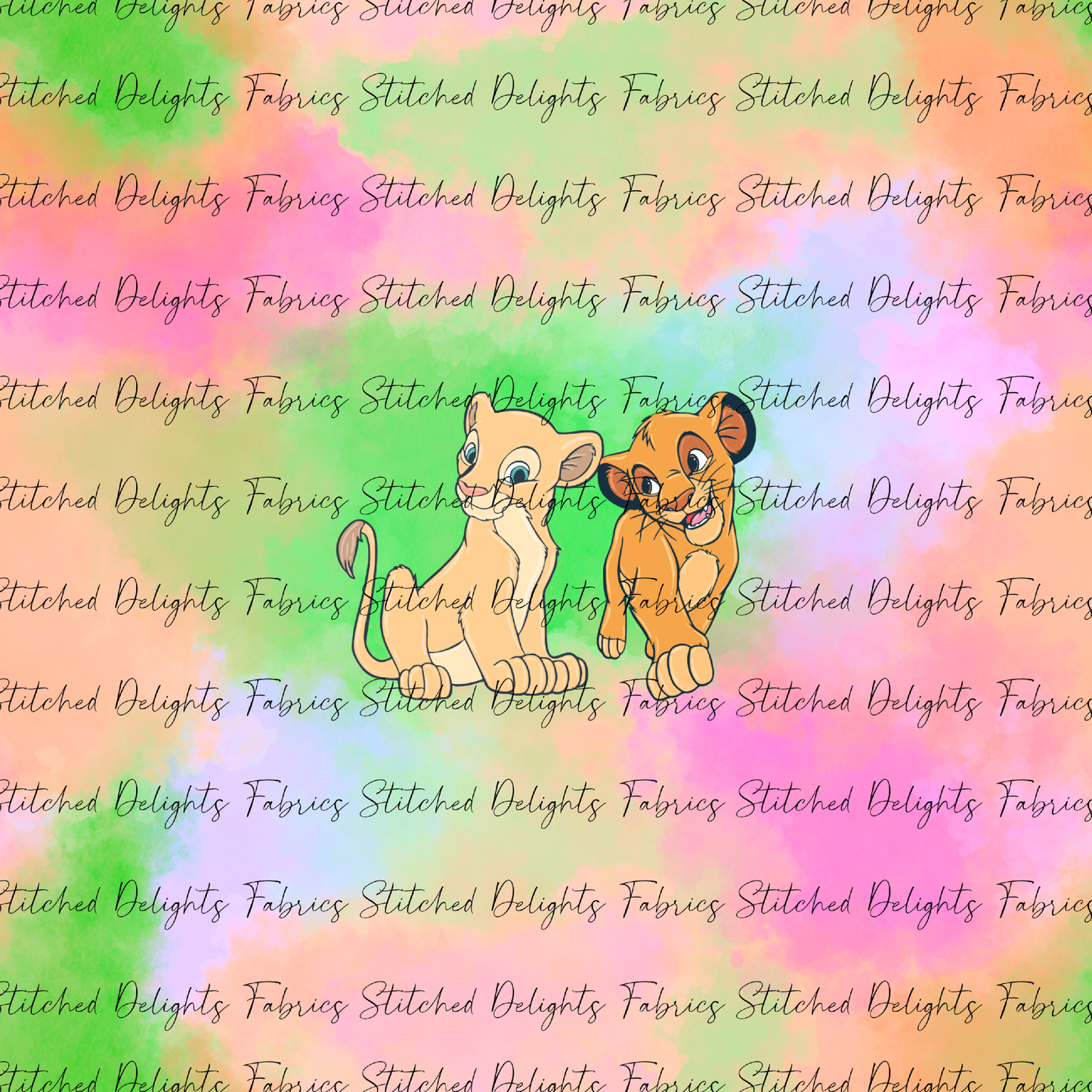 Lion Cubs Pink & Orange Panel