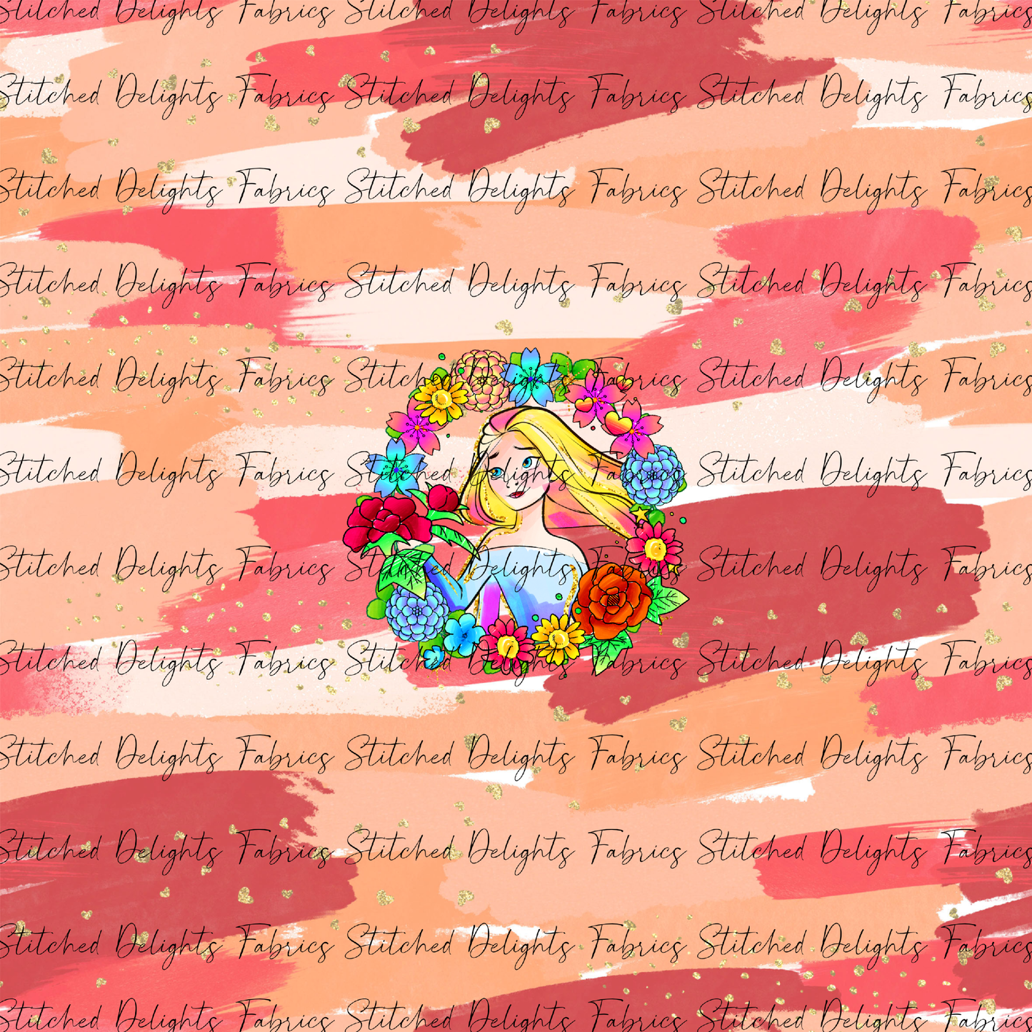 Princesses & Castles Elsa Floral Wreaths Orange Brushstrokes Panel