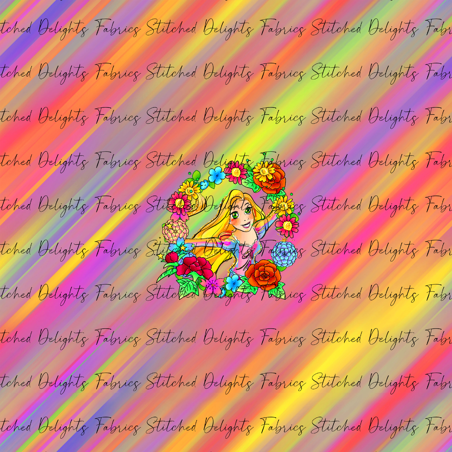 Princesses & Castles Rapunzel Floral Wreaths Orange Yellow Panel