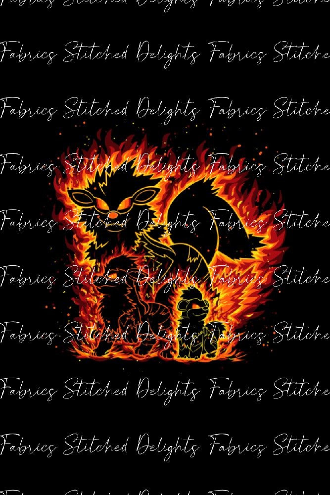 Poke Silhouettes Growlithe Evolutions Blanket Panels