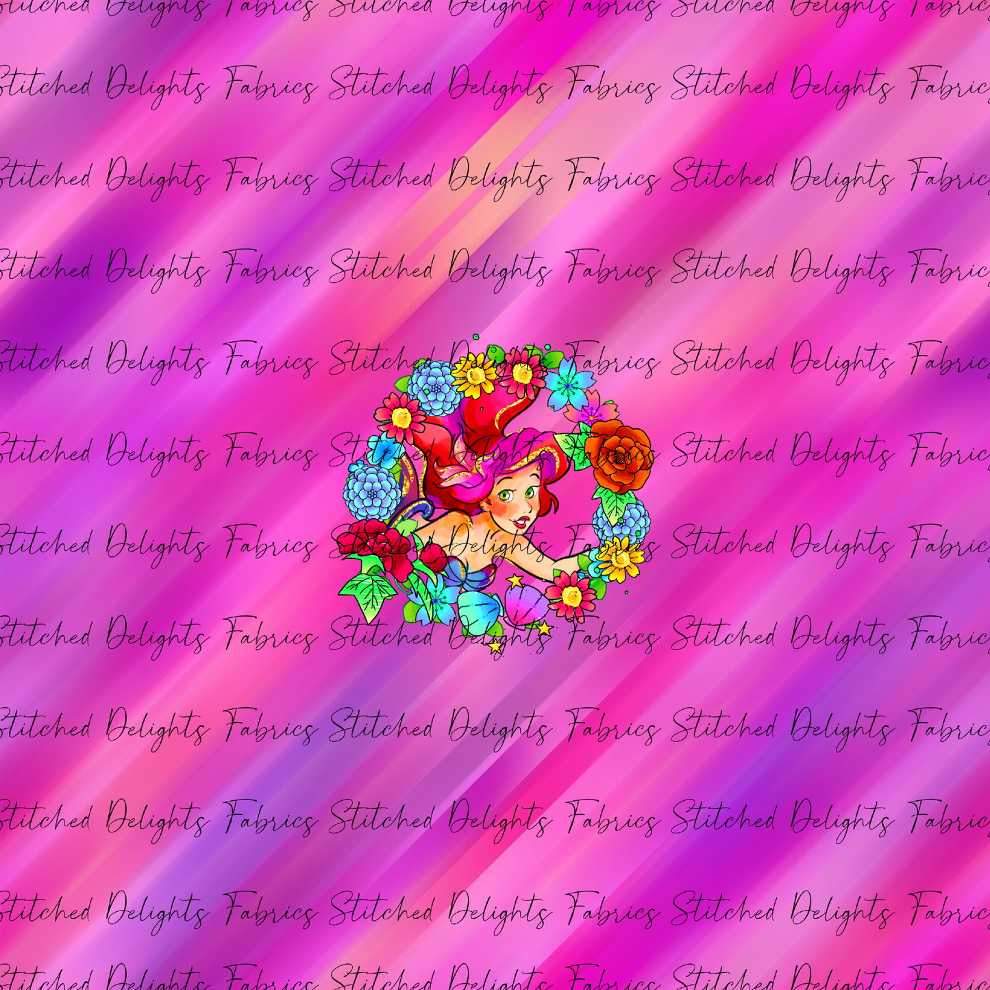 Princesses & Castles Ariel Floral Wreaths Pink Panel