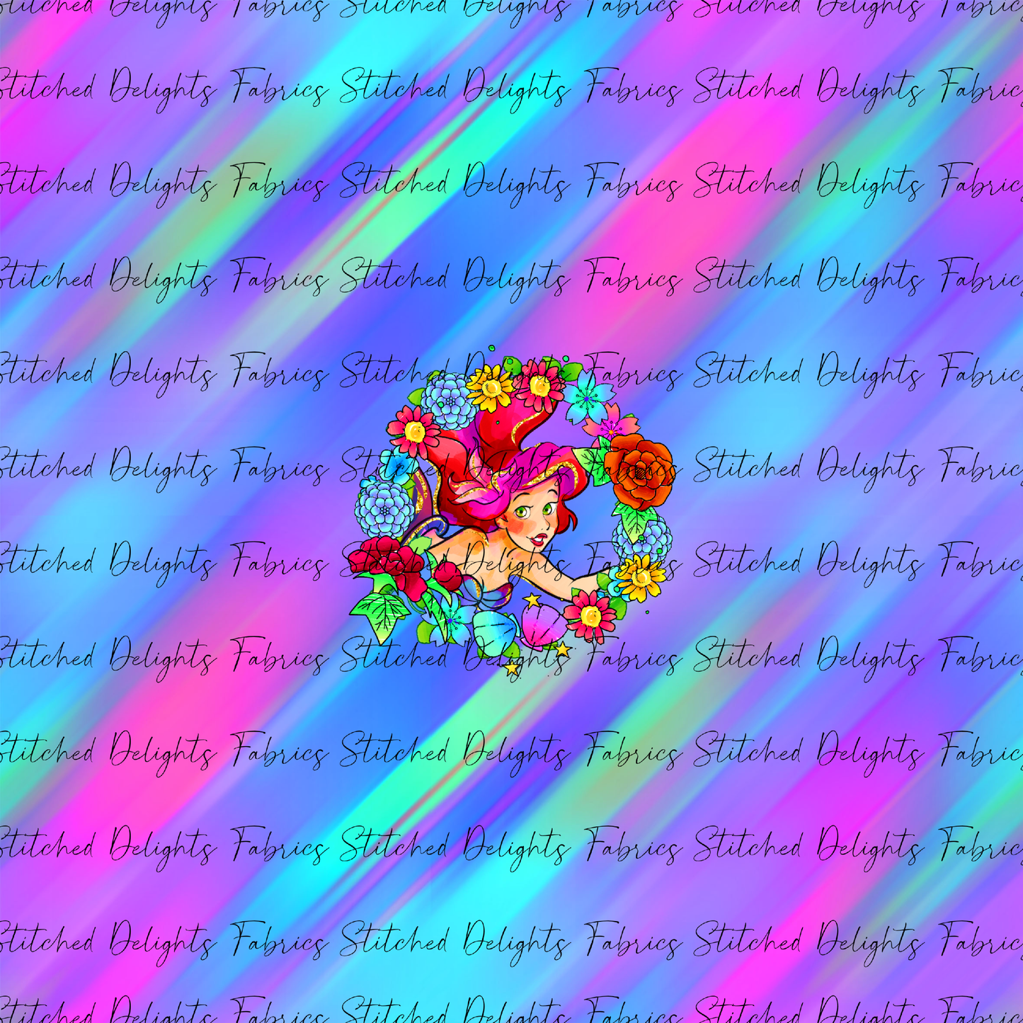 Princesses & Castles Ariel Floral Wreaths Purple Green Panel