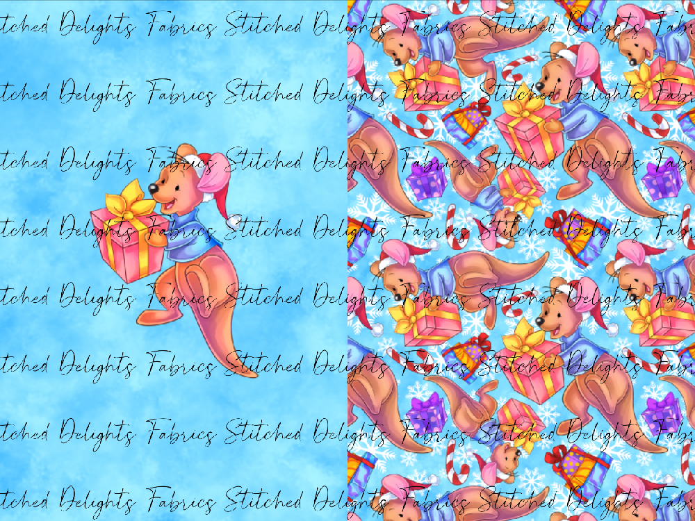Pooh's Winter Wonderland Roo Blue Santa Sack Panel