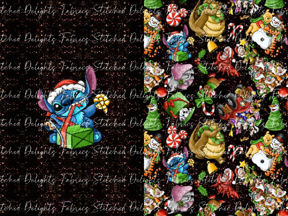 Sketchy Christmas Glitter Stitch Santa Sack Panel