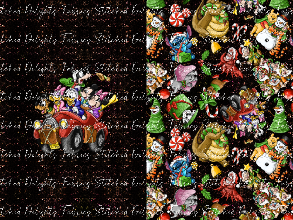 Sketchy Christmas Glitter The Gang Santa Sack Panel