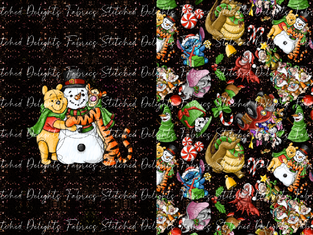 Sketchy Christmas Glitter Snowman Hug Santa Sack Panel