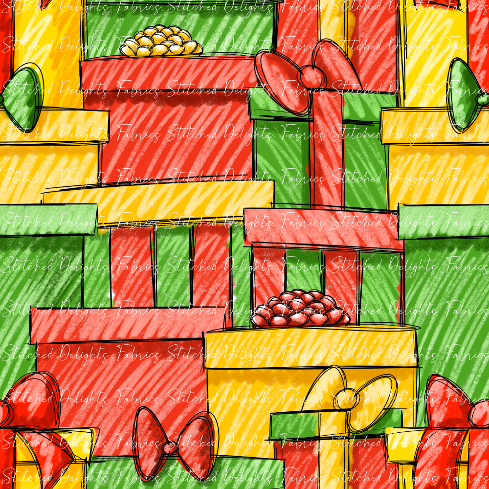 Sketchy Christmas Stacked Gifts Co-Ord