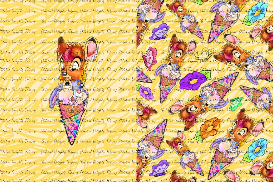 Deer & Rabbit Icecream Swirls Blanket Panels