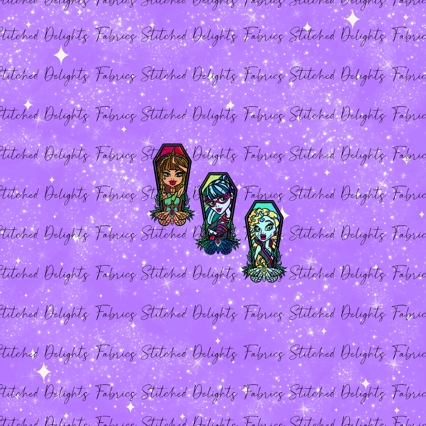 Monster High Coffins Group 2 Purple Shimmer Panel