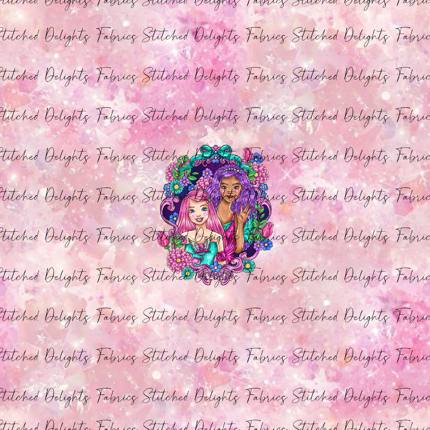 Barbie's Magical Touch Malibu & Brooklyn Pink Gold Sparkles Panel