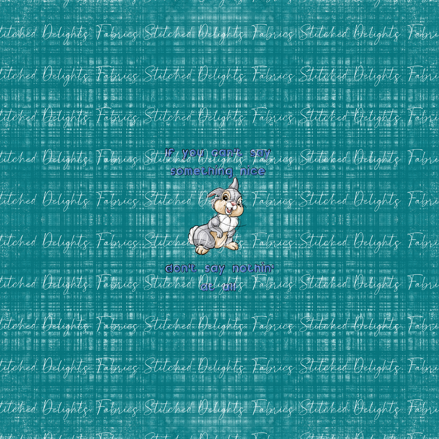 Forest Friends Thumper Teal Linen Panel