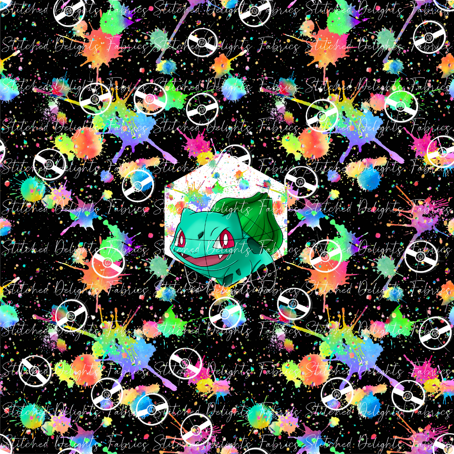 Black Rainbow Splat Bulbasaur Panel