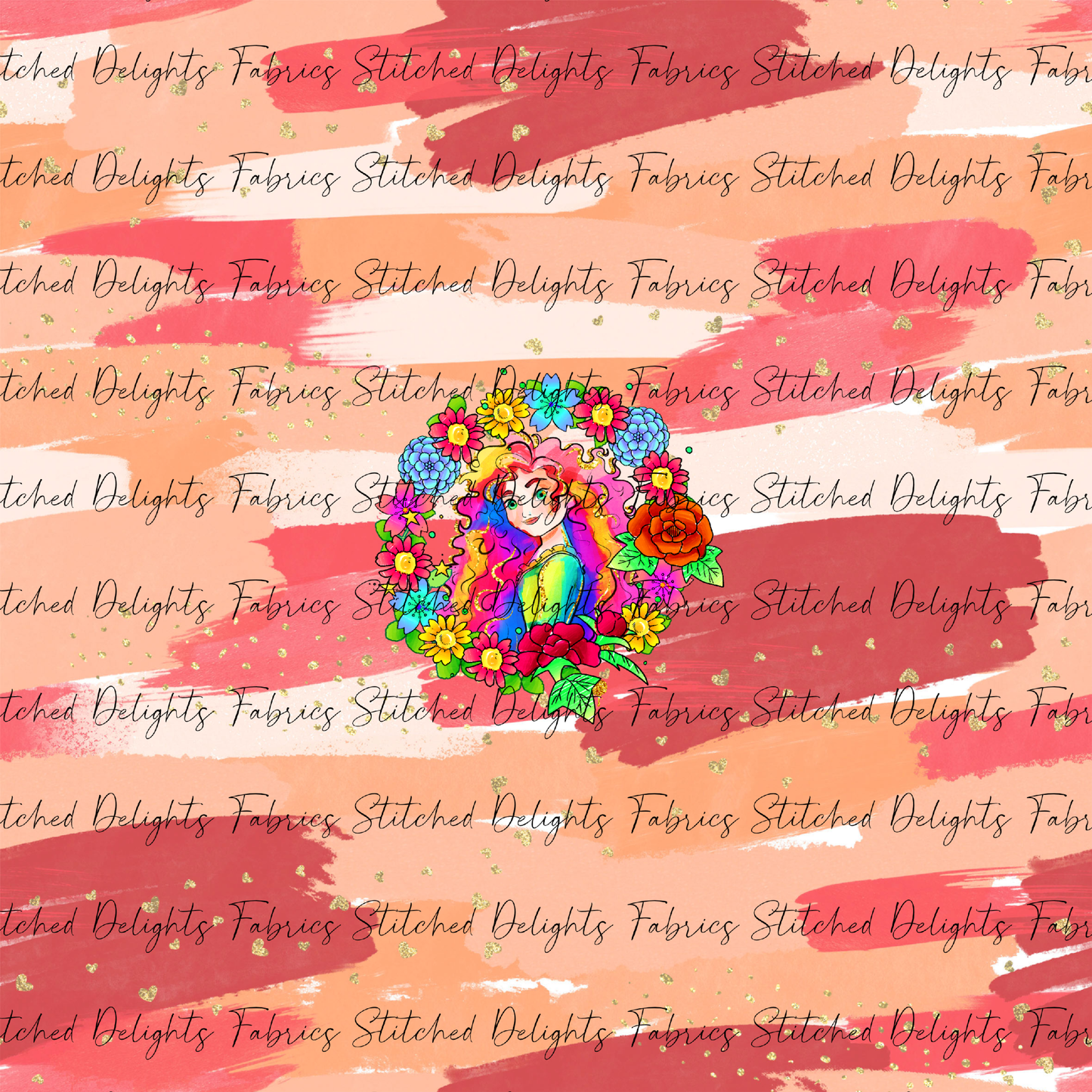Princesses & Castles Merida Floral Wreaths Orange Brushstrokes Panel