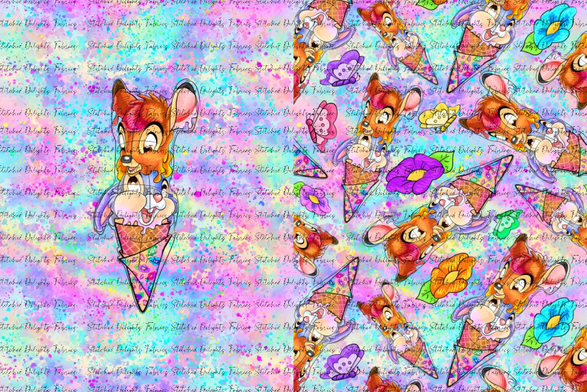 Deer Friends Icecream Blanket Panels