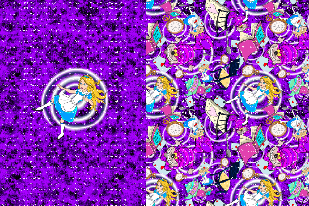 Down The Rabbit Hole Alice Purple Black Blanket Panels