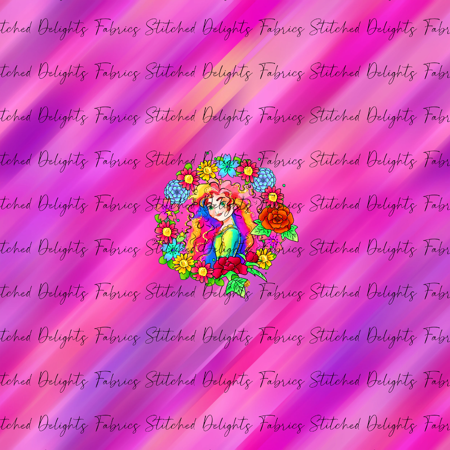 Princesses & Castles Merida Floral Wreaths Pink Panel