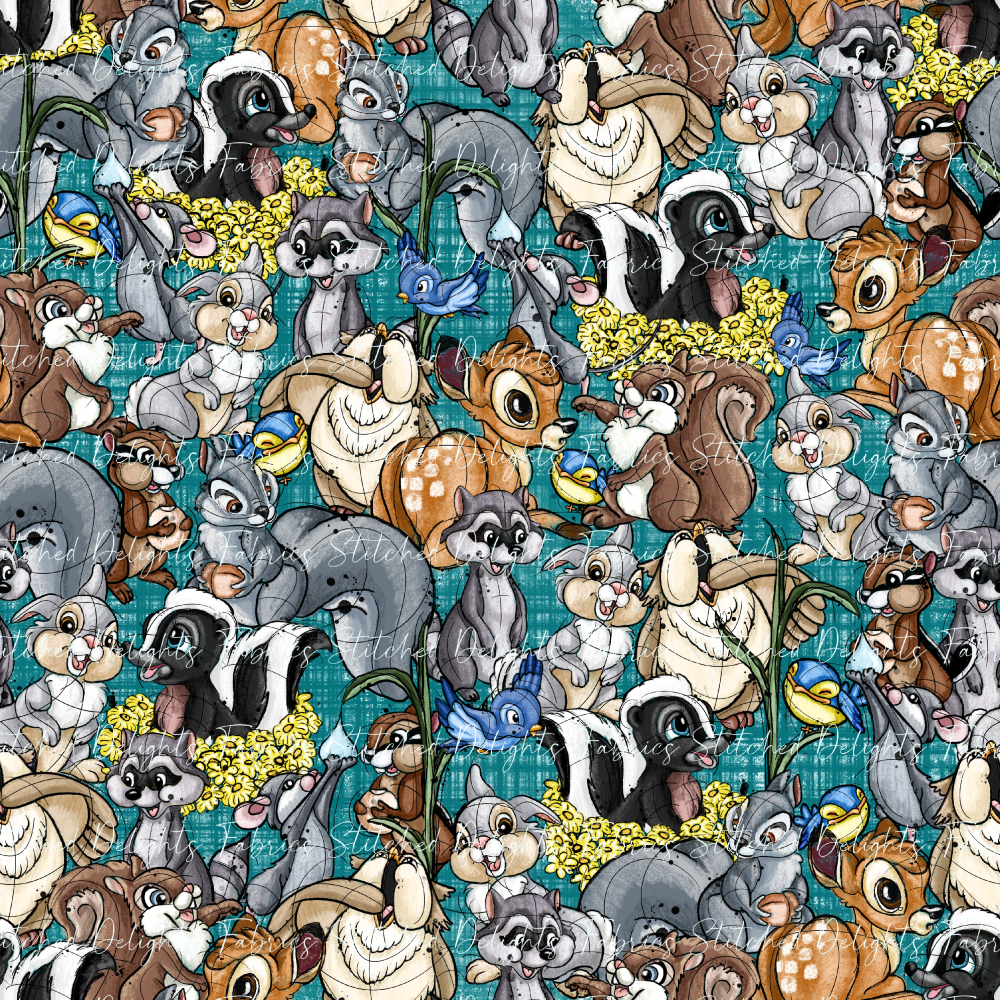 Forest Friends Teal Linen Stacked