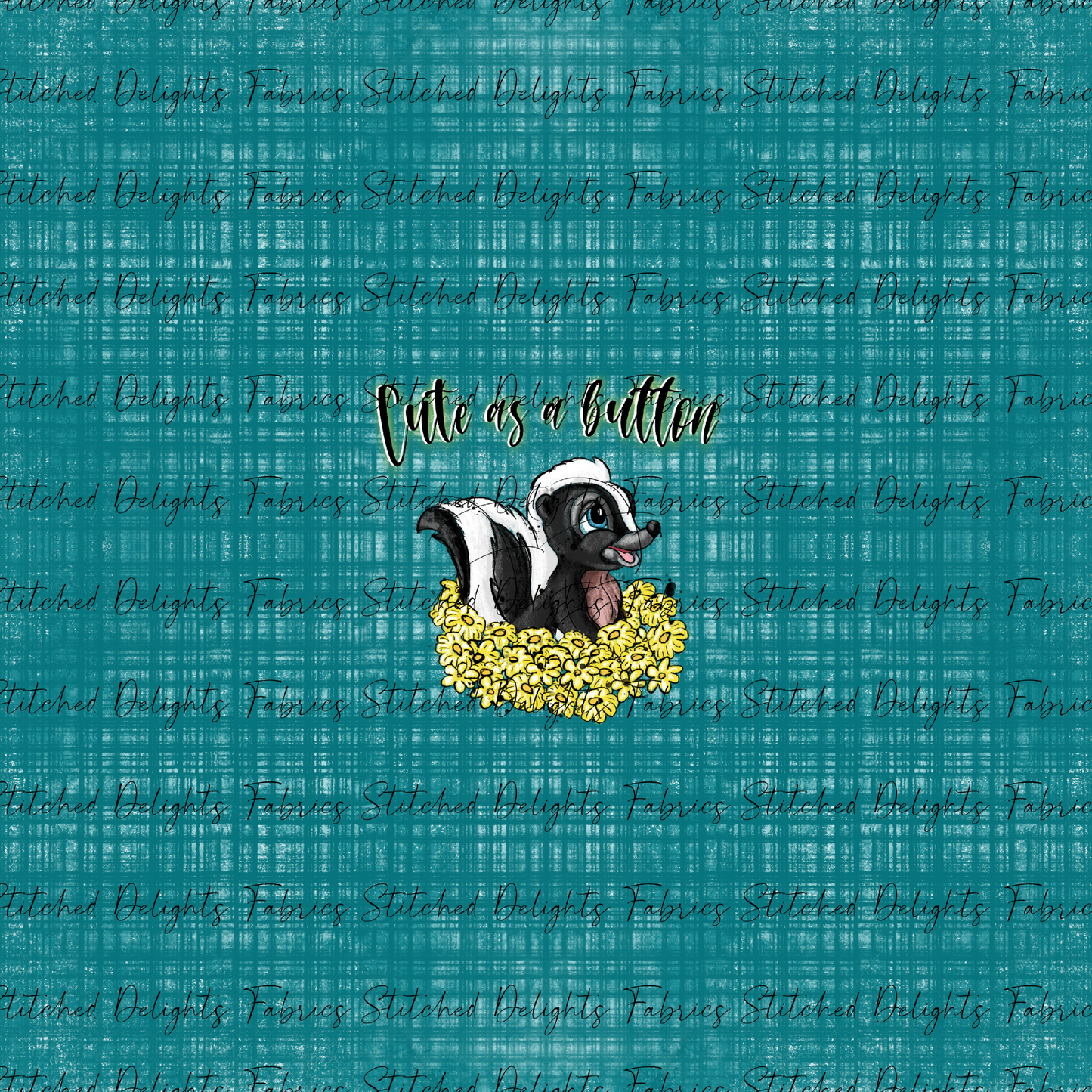 Forest Friends Flower Teal Linen Panel