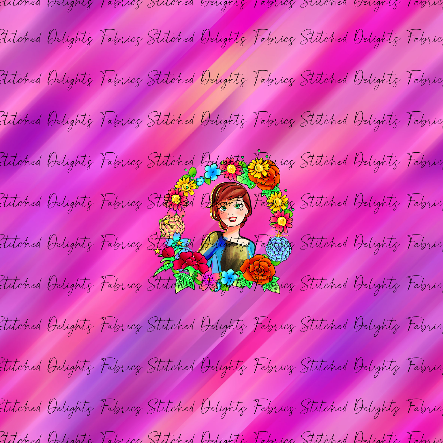 Princesses & Castles Anna Floral Wreaths Pink Panel