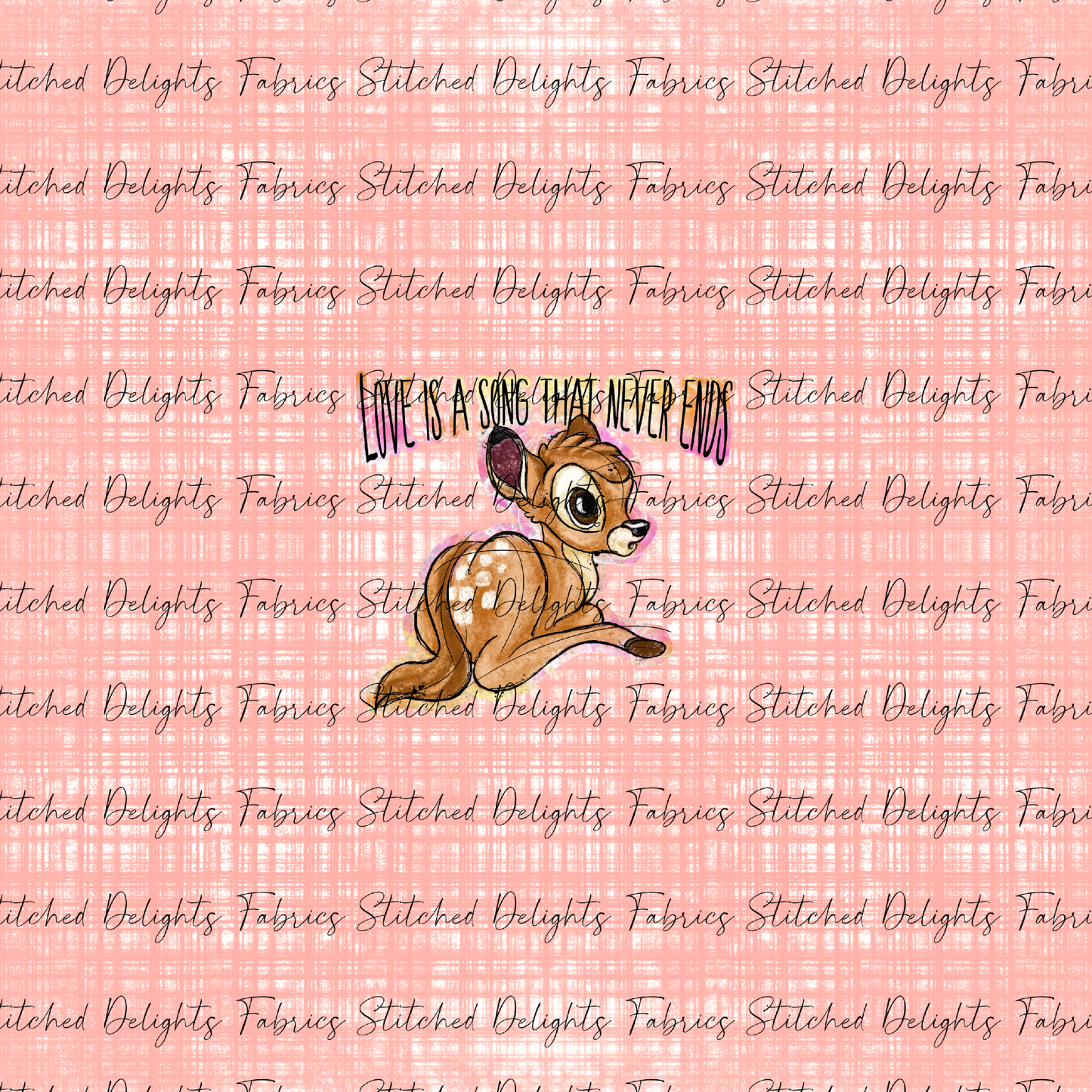 Forest Friends Bambi Pink Linen Panel