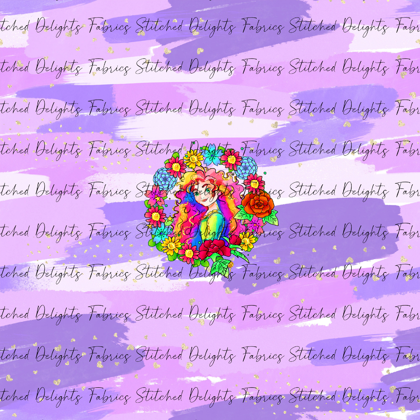 Princesses & Castles Merida Floral Wreaths Purple Brushstrokes Panel