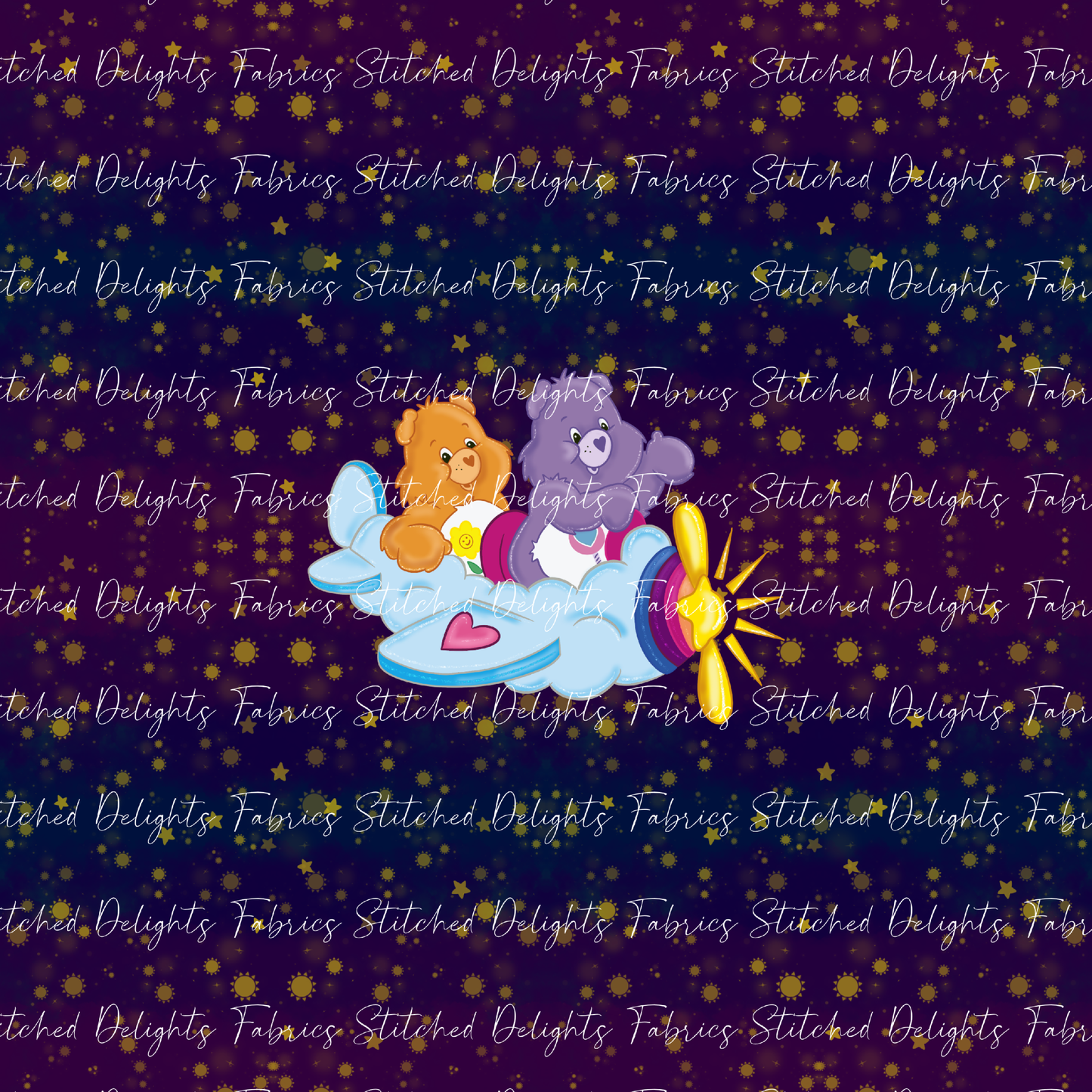 Caring Bears Starry Night Airplane Panel