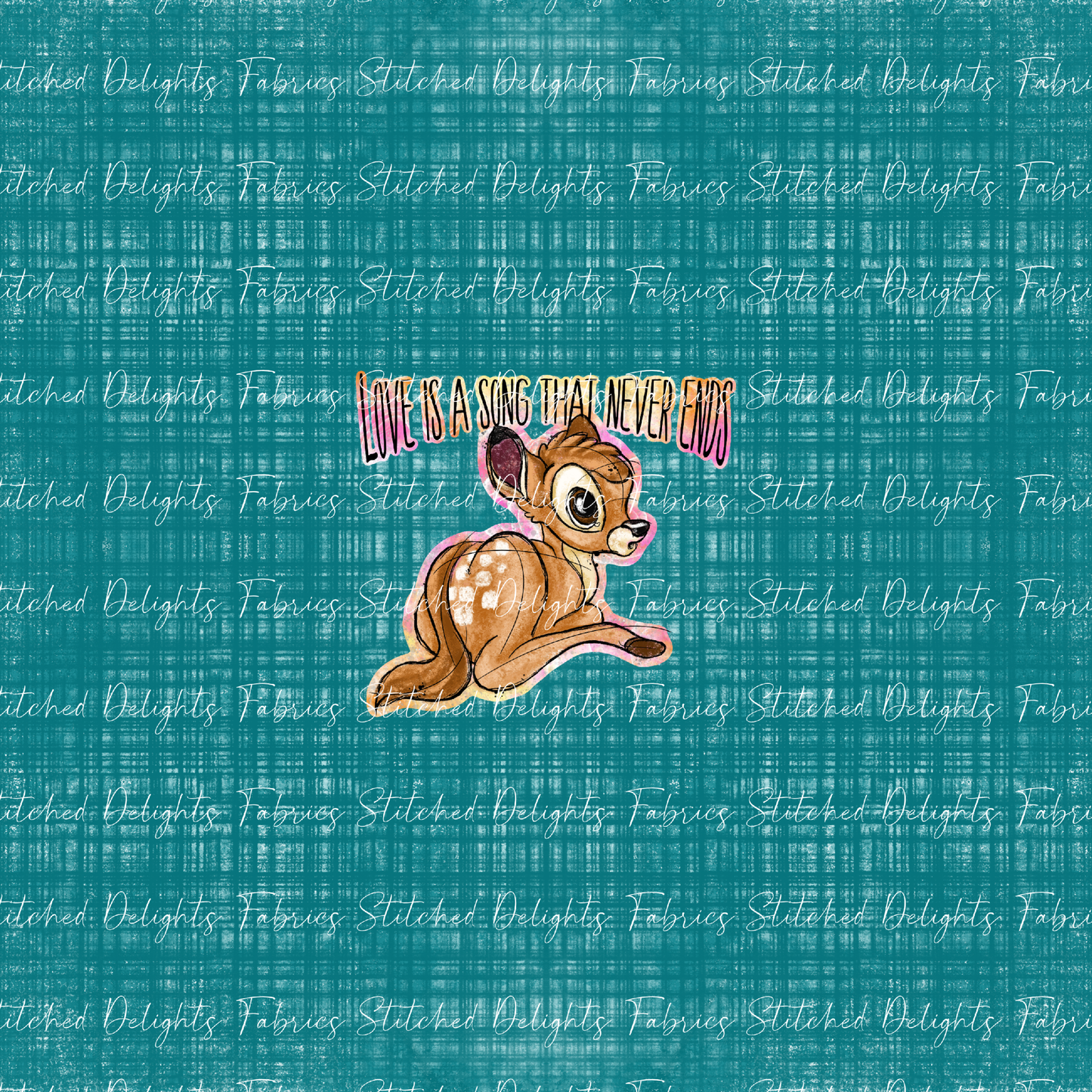 Forest Friends Bambi Teal Linen Panel