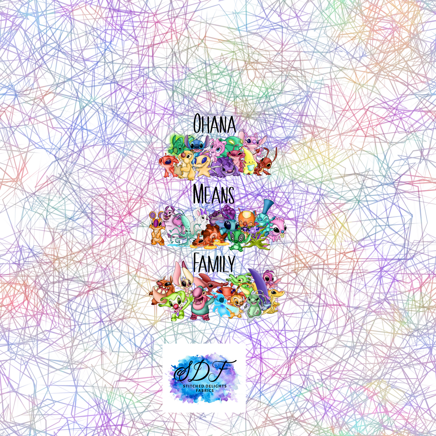 Ohana Means Family White Scribbles Panel
