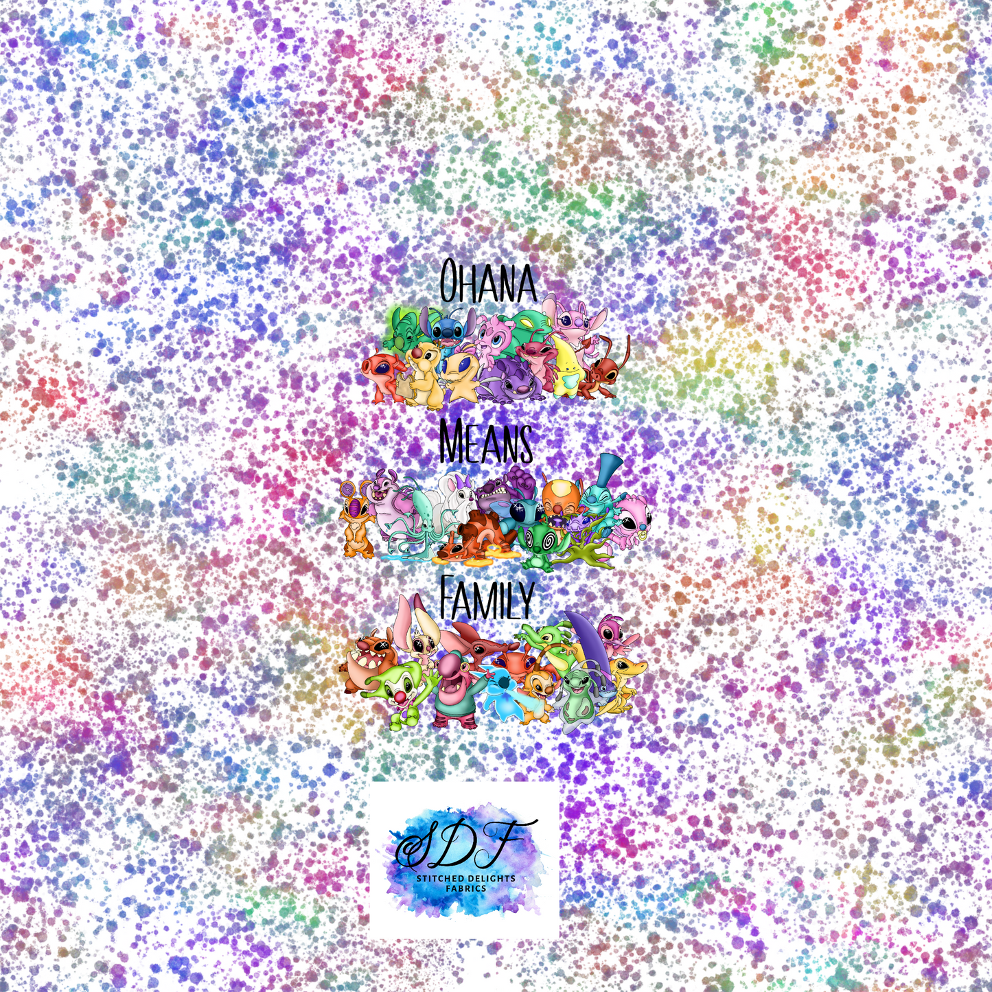 Ohana Means Family White Speckles Panel