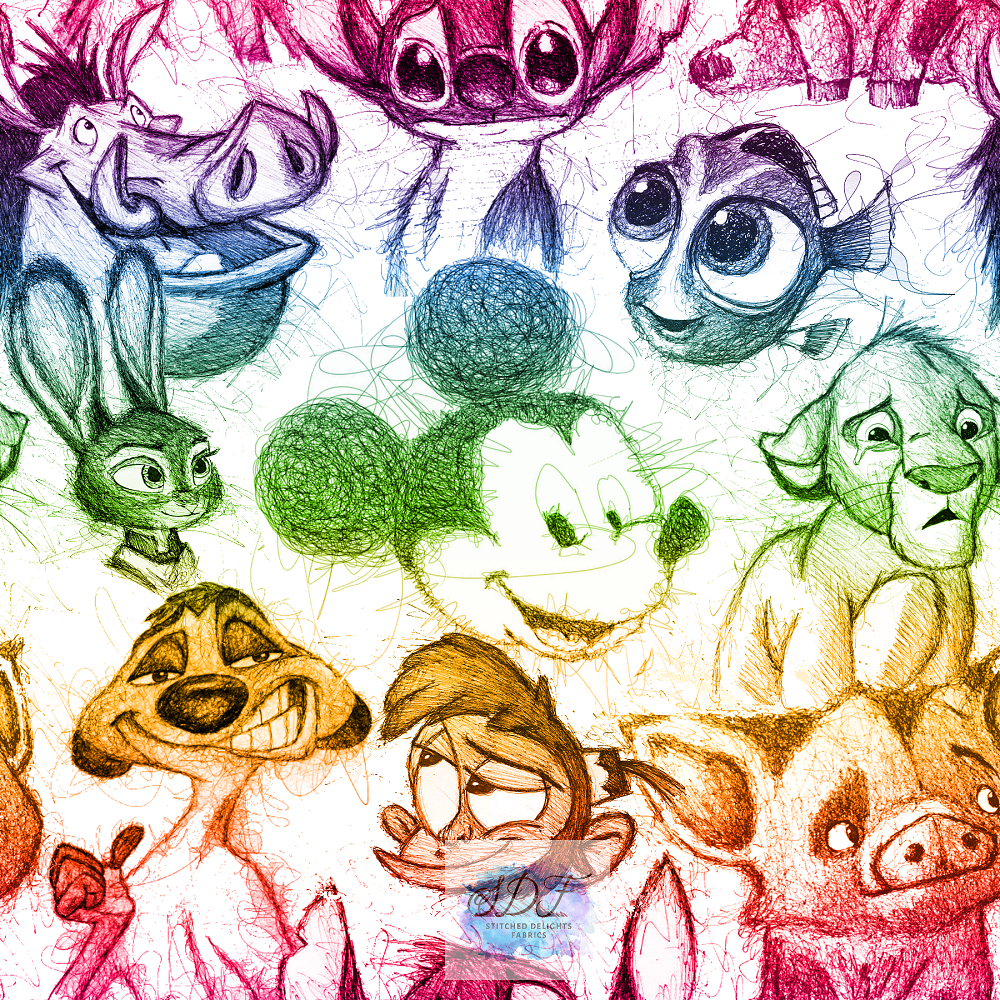 Rainbow Animals Scribble