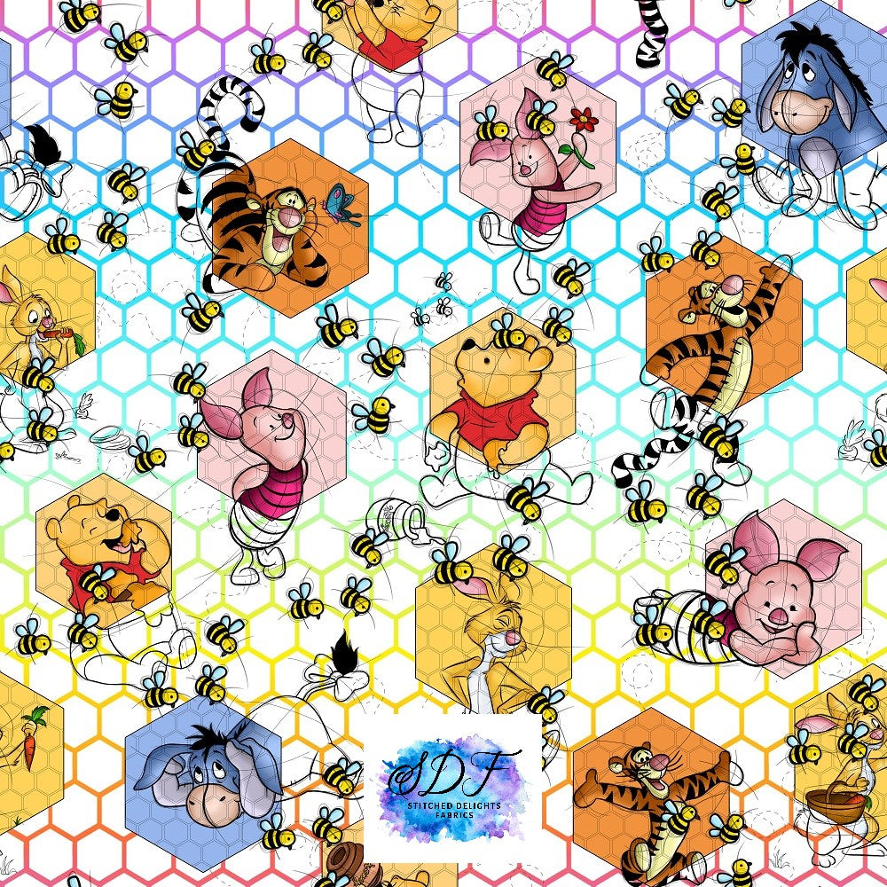 Silly Bear Rainbow Hexagon White