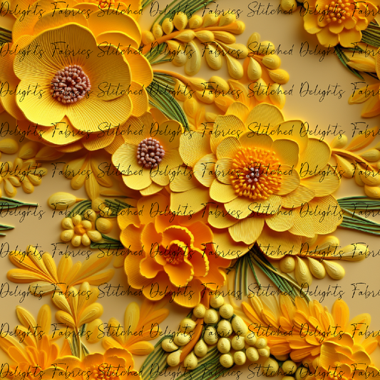 3D Flowers Yellow 4