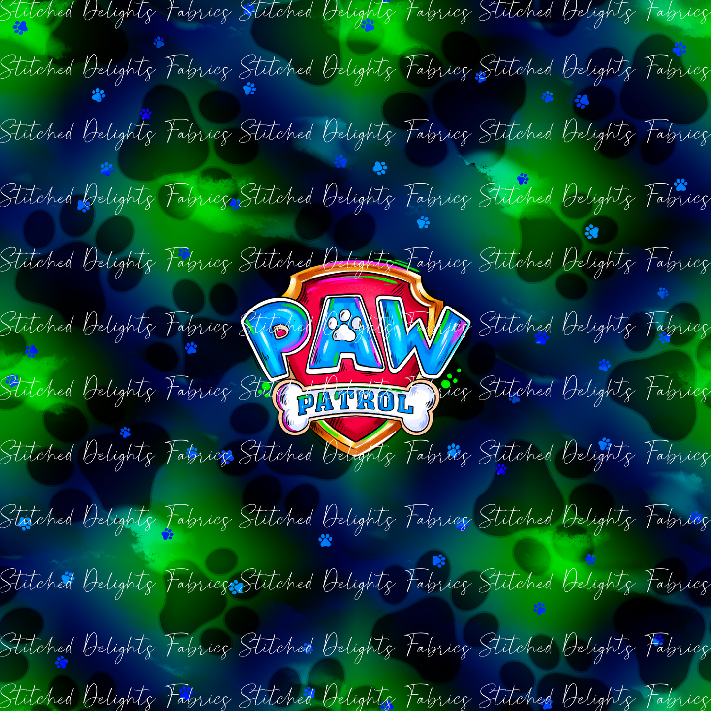 Mighty Pups Blue Green Logo Panel