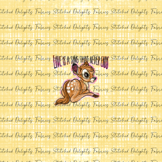Forest Friends Bambi Yellow Linen Panel