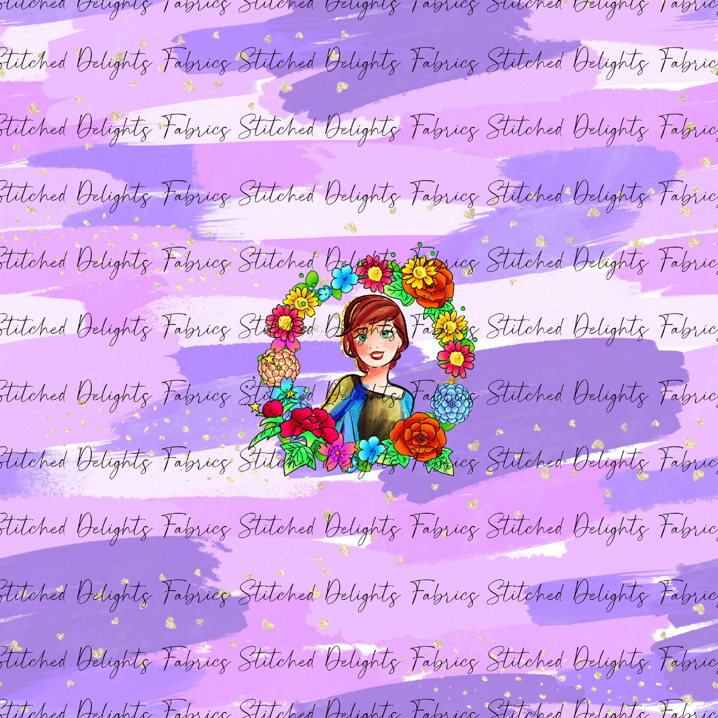 Princesses & Castles Anna Floral Wreaths Purple Brushstrokes Panel