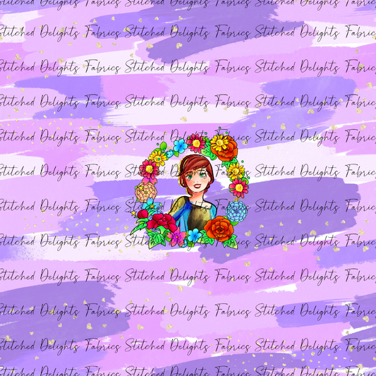 Princesses & Castles Anna Floral Wreaths Purple Brushstrokes Panel
