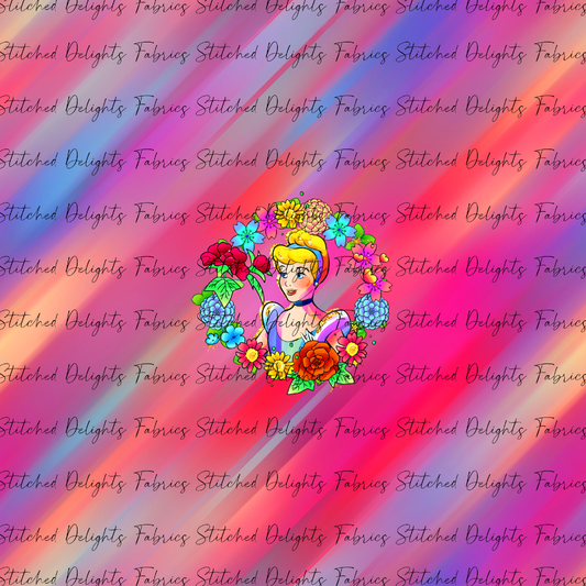 Princesses & Castles Cinderella Floral Wreaths Red Pink Panel