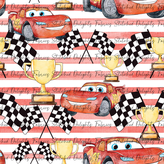 Watercolour Cars Red Stripes