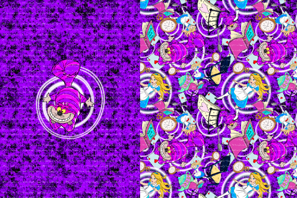 Down The Rabbit Hole Cat Purple Black Blanket Panels