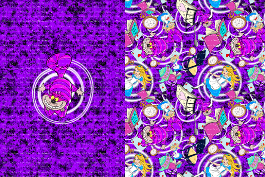 Down The Rabbit Hole Cat Purple Black Blanket Panels