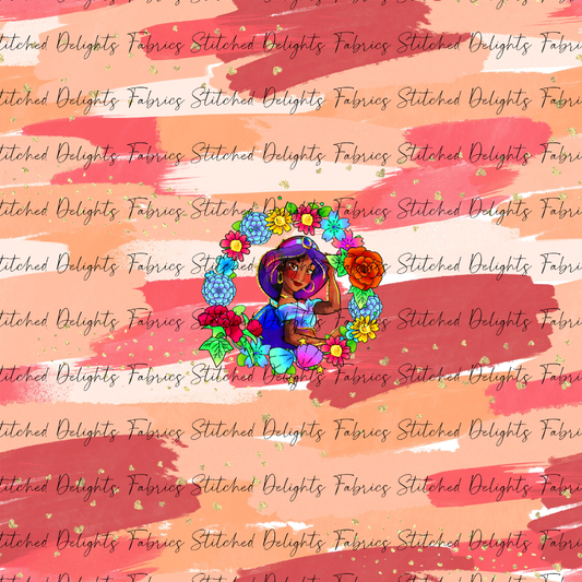 Princesses & Castles Jasmine Floral Wreath Orange Brushstrokes