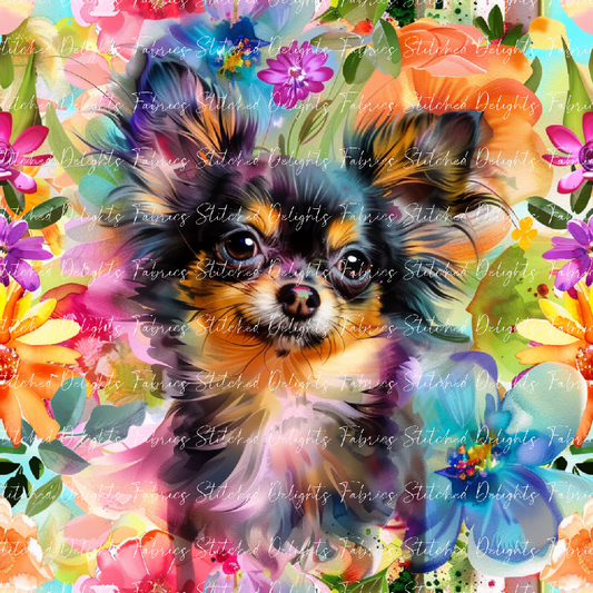 Floral Animals Long Haired Chihuahua