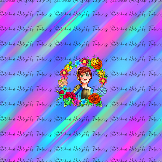 Princesses & Castles Anna Floral Wreaths Purple Green Panel
