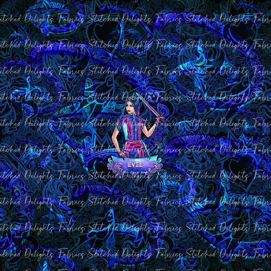 Descendants Neon Blue Evie Panel