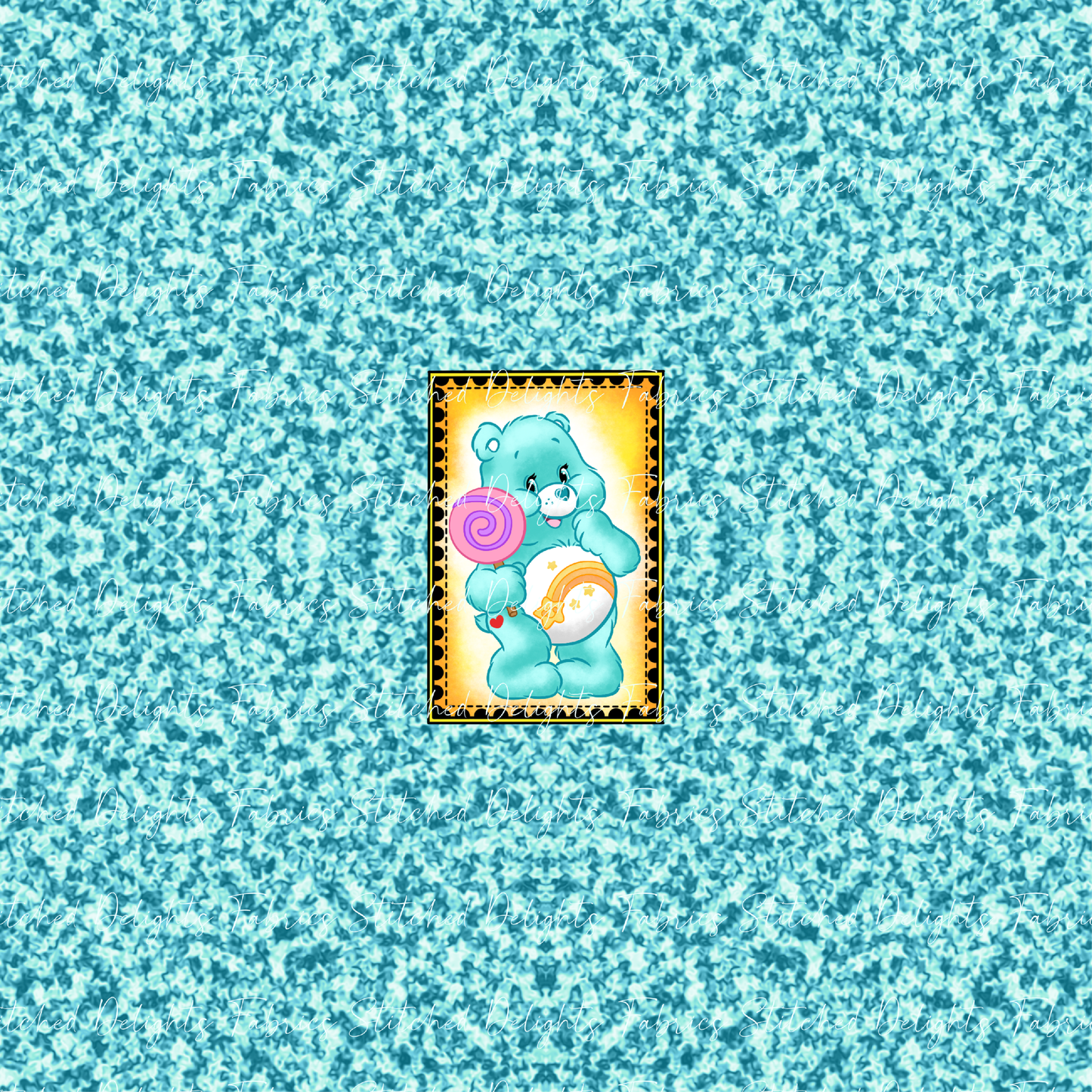 Care Bear Stamps Wish Bear Aqua Glitter Panel