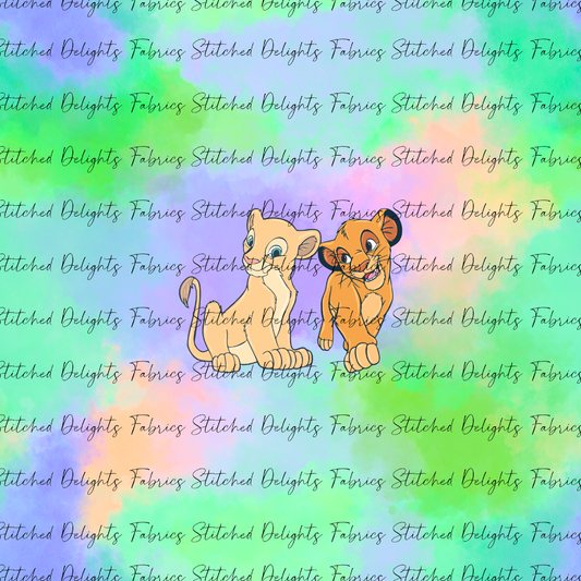 Lion Cubs Blue & Green Panel
