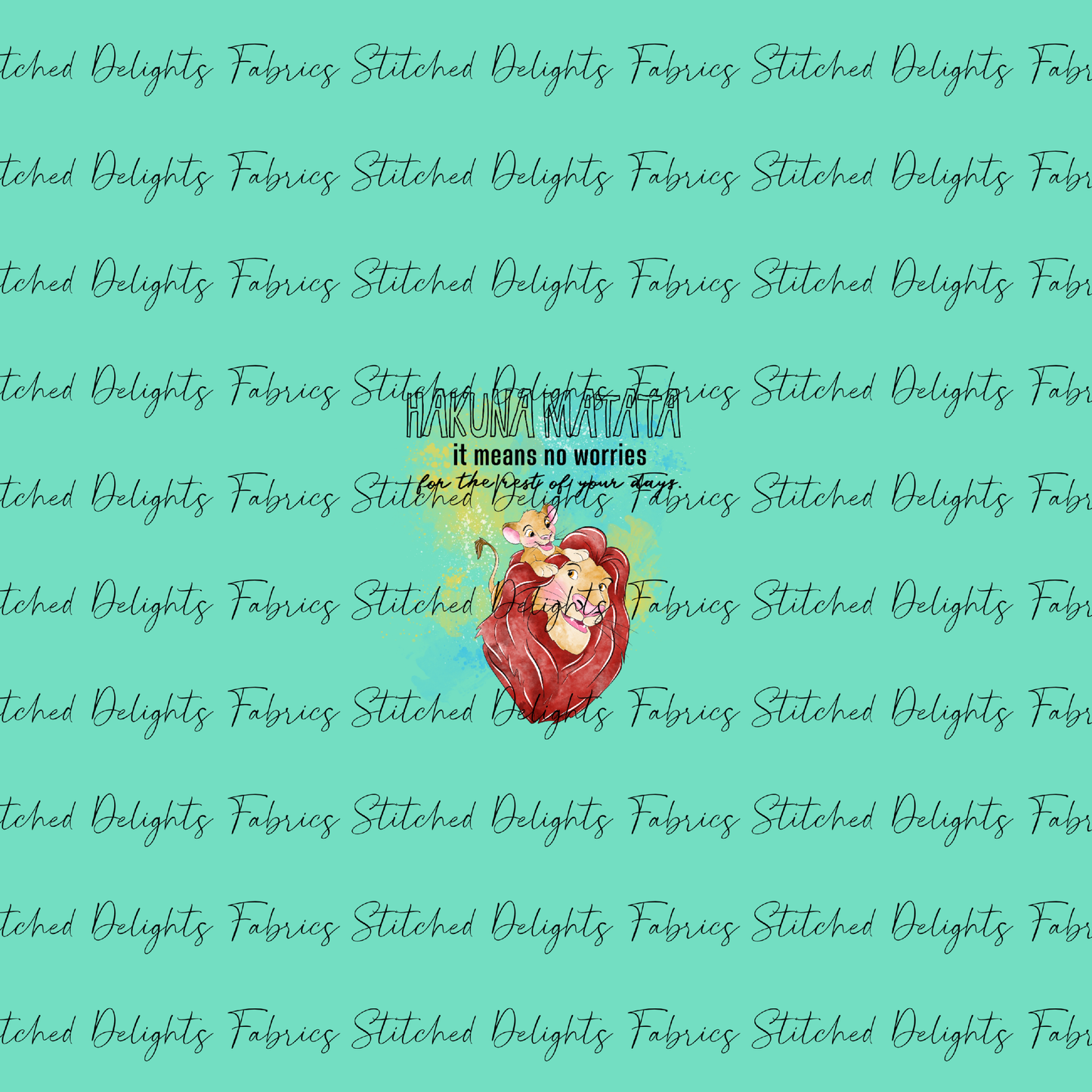 Watercolour Lions Hakuna Matata Green Panel